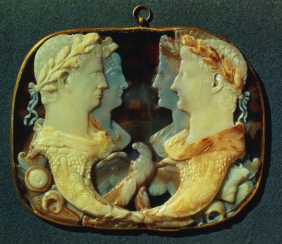 The Gemma Claudia, a cameo bearing profiles of four Roman Emperors, left: Claudius and his wife Agrippina the Younger, right: Germanicus and his wife Agrippina the Elder, 1st century by Roman